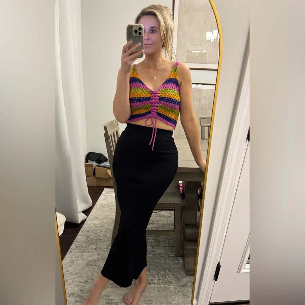 Colorful Striped Crochet Crop Top - Picture 14 of 14